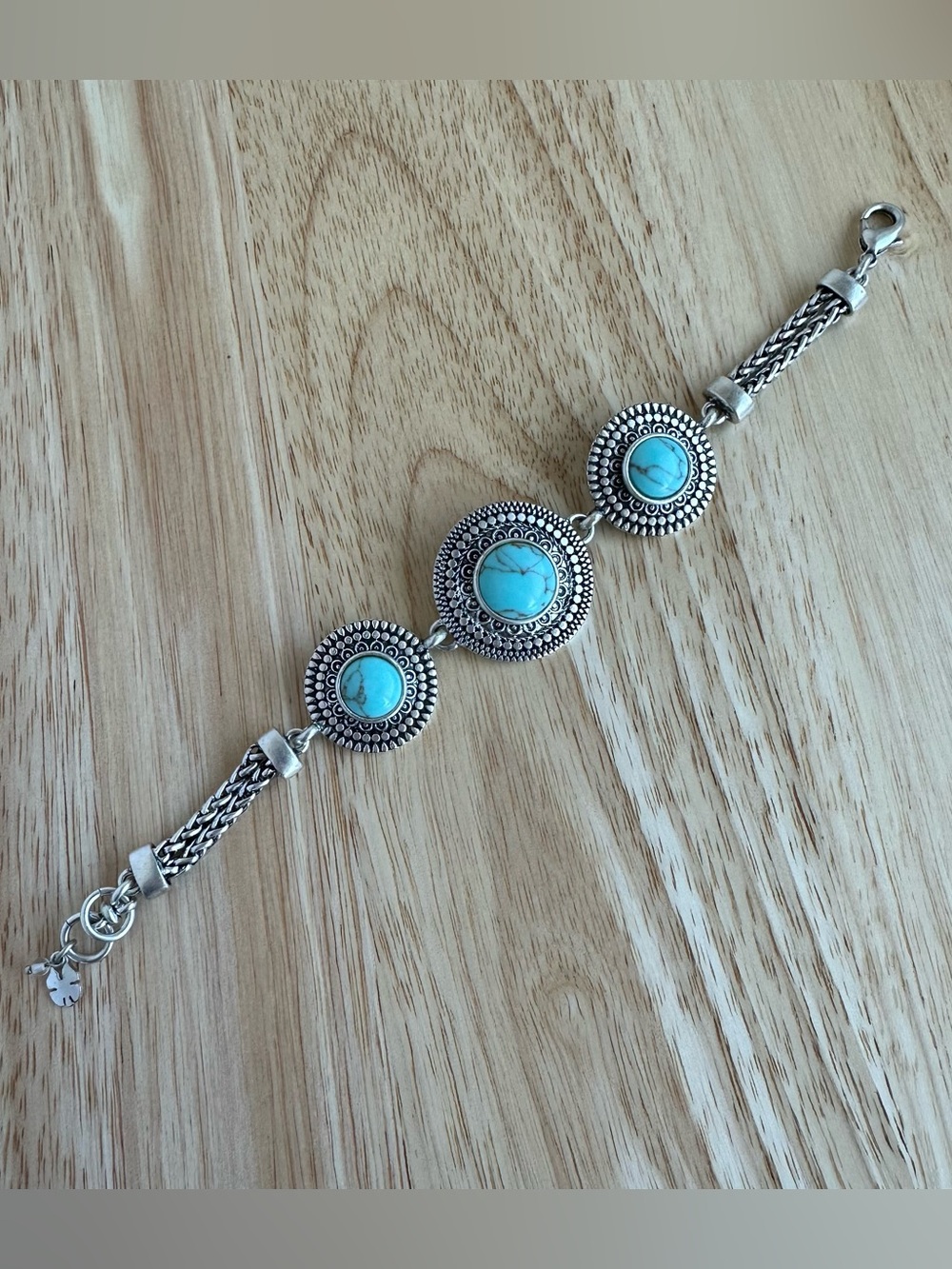 Turquoise Stone Silver-Tone Statement Bracelet - Women Jewelry (Lucky Brand)